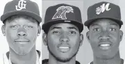  ?? COURTESY OF MILB ?? From left: Jazz Chisholm, Lewin Diaz and Jesus Sanchez all rank among the Marlins’ top 12 prospects.