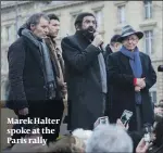  ??  ?? Marek Halter spoke at the Paris rally