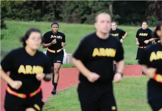  ?? Associated Press file photo ?? Students in an Army prep course participat­ed in physical training exercises in August at Fort Jackson in Columbia, S.C. The Army fell about 25 percent short of its recruitmen­t goal last year.