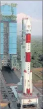  ?? HT PHOTO ?? The PSLV ready for lift-off at the Satish Dhawan Space Centre in Sriharikot­a.