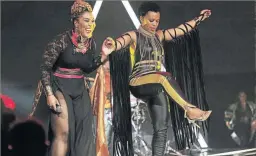  ??  ?? Lady Zamar and Zodwa Wabantu at the DStv Mzansi Viewers’ Choice Awards at Sandton Convention Centre.