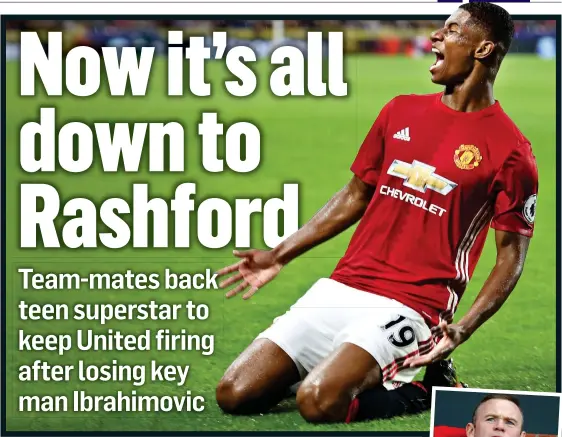  ??  ?? STEPPING UP: Rashford will lead the line until the end of the season and Rooney (right) should have a bigger role too