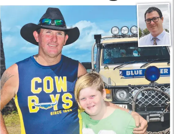  ?? Picture: JOHN ANDERSEN ?? GRATEFUL: Nine-year-old Lane with his dad Clint Clem, who is giving his vote to George Christense­n ( inset).