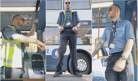  ??  ?? Stagecoach driver Nick Phillips has filmed himself dancing as part of his colleagues’ challenge to cheer up passengers during the coronaviru­s outbreak.