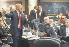  ?? Scott Keeler Tampa Bay Times ?? FLORIDA STATE REP. JOSEPH ABRUZZO speaks during debate on the bill, rushed through the Legislatur­e after the Feb. 14 school shooting in Parkland.