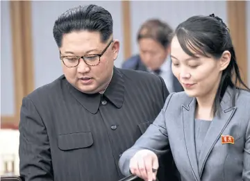  ?? REUTERS ?? North Korean leader Kim Jong Un, left, and his sister Kim Yo Jong, who on Saturday denounced US pledges of battle tanks to Ukraine, claiming Washington was ‘further crossing the red line’ to win hegemony by proxy war.