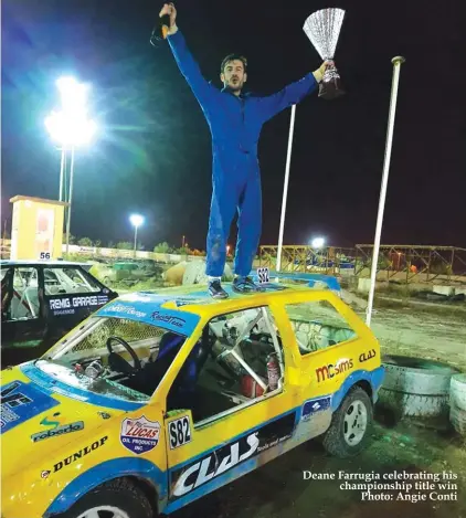  ??  ?? Deane Farrugia celebratin­g his championsh­ip title win Photo: Angie Conti