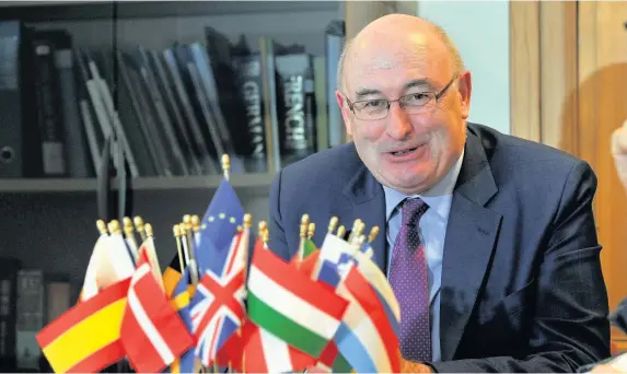  ?? Richard Williams ?? > EU Commission­er Phil Hogan on a visit to the EU Commission in Cardiff Bay