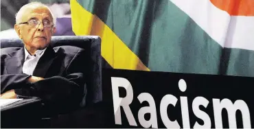  ?? Picture: BRENTON GEACH ?? Fighting racism: Struggle stalwart Ahmed Kathrada said: ‘The fight for non-racialism, equity and equality is not short-term work, but generation­al work. It requires united effort, and a lifetime of commitment.’