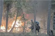  ?? NIC COURY — THE NEW YORK TIMES ?? Members of the Texas Canyon Hot Shots light a prescribed burn, or controlled fire, while battling the Dixie Fire near Taylorsvil­le in Plumas County on July 29.