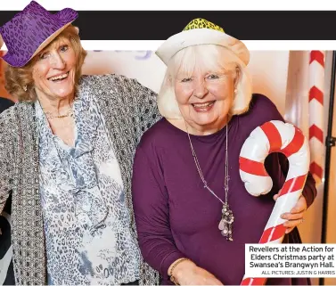  ?? ALL PICTURES: JUSTIN G HARRIS ?? Revellers at the Action for Elders Christmas party at Swansea’s Brangwyn Hall.