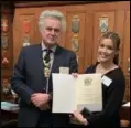  ?? ?? Maxima Kennedy receiving her award from Dr Roger Bowdler