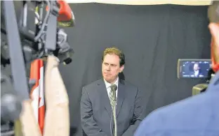  ?? STU NEATBY/THE GUARDIAN ?? Health Minister James Aylward takes questions from media following question period on Thursday. Aylward faced questions from both Liberals and Greens about the state of mental health services in P.E.I.