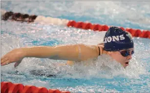  ?? Photo by Paul J. Spetrini / The Independen­t ?? Lincoln’s Amanda Allen, above, helped the Lions finish 11th in the individual medley relay at Saturday’s state meet.