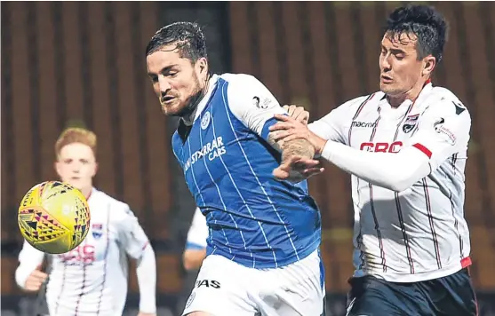  ?? SNS. ?? Paul Paton, pictured up against Ross County’s Tim Chow on Tuesday, is hopeful of helping Northern Ireland reach the World Cup.