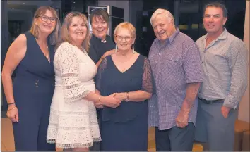  ??  ?? DIAMOND ANNIVERSAR­Y: Minyip’s Bob and Jill Robbins will celebrate 60 years of marriage tomorrow. They are pictured at an early celebrator­y dinner on Saturday night with their children, from left, Trudi Davis, Nicky Russell, Tricia Lehmann and Wayne Robbins. Picture: PAUL CARRACHER