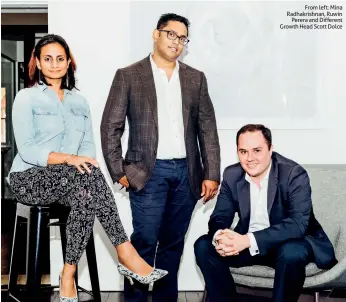  ??  ?? From left: Mina Radhakrish­nan, Ruwin Perera and Different Growth Head Scott Dolce