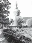  ?? Courtesy of Shambhala Mountain Center ?? Charred ground from the Cameron Peak Fire is seen near the Great Stupa of Dharmakaya.