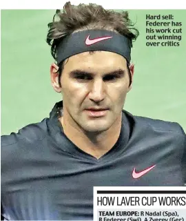  ??  ?? Hard sell: Federer has his work cut out winning over critics
