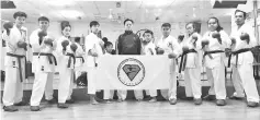  ??  ?? Simon (centre) with SKAS exponents who will be competing in the Shitokai Brunei KarateDo Open Championsh­ips, this weekend.