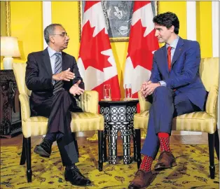  ?? CP PHOTO ?? Prime Minister Justin Trudeau meets with CEO of Infosys Salil Parekh in Mumbai, India on Tuesday.