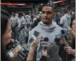  ?? DAVID J. PHILLIP - THE ASSOCIATED PRESS ?? FILE - In this Jan. 5, 2019, file photo, Alabama’s Jalen Hurts answers questions during media day for the NCAA college football playoff championsh­ip game, in Santa Clara, Calif.