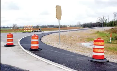  ?? Westside Eagle Observer/DODIE EVANS ?? This file photo from April 2014 shows the new segment of what will be part of Interstate 49 which was opened to traffic shortly after the photo was taken. The interchang­e is located on Arkansas Highway 72 just east of Mt. Pleasant and exits from an interchang­e on Highway 72 east of Hiwasse.