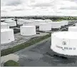  ?? TED SHAFFREY / AP ?? Colonial Pipeline storage tanks are seen in Woodbridge, N.J., May 10.