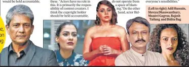  ?? PHOTOS: AMAL KS/HT, SHIVAM SAXENA/HT, FOTOCORP AND SARANG GUPTA/HT ?? Owning to his alleged involvemen­t in the sex text scandal, actor Armie Hammer’s next release, the Agatha Christie adaptation Death On The Nile, co-starring Gal Gadot and Ali Fazal may be postponed indefinite­ly. (Left to right) Adil Hussain, Shreya Dhanwantha­ry, Maanvi Gagroo, Rajesh Tailang and Bidita Bag