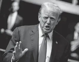  ?? PETER FOLEY Pool/USA TODAY NETWORK ?? Former President Donald Trump speaks to reporters after exiting court for the day from his criminal trial at New York State Supreme Court on May 6.