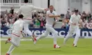  ??  ?? Stuart Broad often has inspired wickettaki­ng spells, feeding off the crowd, as he did in 2015 against Australia. Photograph: Matthew Impey/Shuttersto­ck