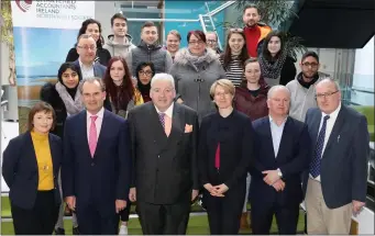  ??  ?? Chartered Accountant­s Ireland President, Feargal McCormack with IT Sligo Students.