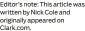  ?? ?? Editor’s note: This article was written by Nick Cole and originally appeared on Clark.com.