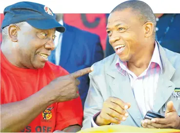  ?? Picture: Andrew Mahlaba ?? Cyril Ramaphosa and Supra Mahumapelo, before the split, at a Workers’ Day rally in Rustenburg in 2013.
