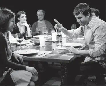  ??  ?? Actor Russell Harvard ( right) in a scene from the Off Broadway play Tribe.
