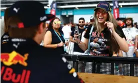  ?? Photograph: Mark Thompson/Getty Images ?? Red Bull’s Max Verstappen greets fans at the autograph signing area prior to final practice at the Miami Grand Prix in May which attracted the largest audience for a live race in the US of 2.2 million.