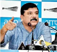  ?? PTI ?? Sanjay Singh addresses a press conference in New Delhi on Wednesday