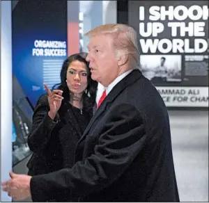  ?? AP/ EVAN VUCCI ?? President Donald Trump tours the National Museum of African American History and Culture in Washington on Tuesday. During the visit, he spoke out against the reported increase in anti- Semitism around the country, saying recent threats “are horrible,...
