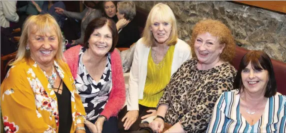  ??  ?? Margaret Byrne, Marie Turner, Corq Pocock, Elly Fairbairn and Maria Keogh enjoying Nollaig na mBan at the Hotspot, Greystones.