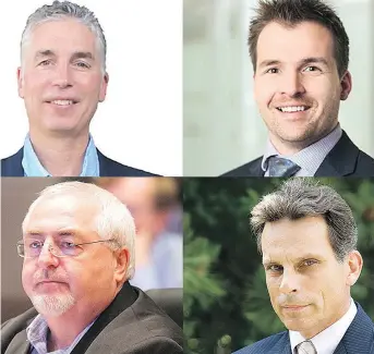  ??  ?? Candidates for Ward 23 — Kanata South: clockwise from top left Steve Anderson, Mike Brown, Doug Large and Allan Hubley