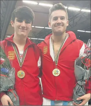  ??  ?? Simon Coope Karate School duo William Tatham and David Coope have struck gold in Iceland. The pair were competing in Reykjavik at the Reykjavik Internatio­nal Games on a trip fully funded by Icelandic Government and Wadokai England