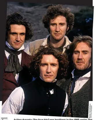  ??  ?? Acting dynasty: The four McGann brothers in the 1995 series The Hanging Gale, clockwise from top, Mark, Joe, Paul and Stephen