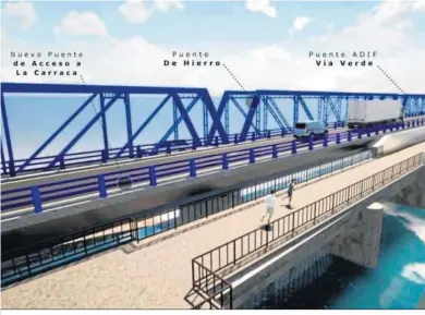  ?? ?? Infografía que muestra cómo será la duplicació­n del tablero de Puente de Hierro.