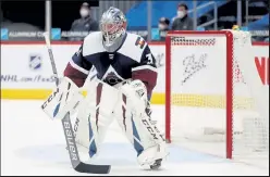  ?? MATTHEW STOCKMAN / Getty Images ?? Avalanche goalie Philipp Grubauer made 31 saves against the Wild on Saturday afternoon in a 6-0 shutout in Denver.