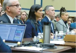  ?? ALEX WONG/GETTY ?? Former Twitter executives James Baker, from left, Vijaya Gadde and Yoel Roth join former employee Anika Collier Navaroli in testifying Wednesday at the hearing.