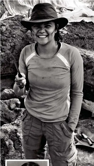  ??  ?? OBSESSION: Archaeolog­ist Becky Cooper, above; Jane Britton at Harvard, above left, and as a young girl, left