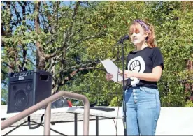  ?? Doug Walker ?? Rome High’s Mallory Rogers, pictured during a Women’s Get Out the Vote rally in October, was named the RFCCCY George Pullen Youth Leadership Award winner Wednesday.