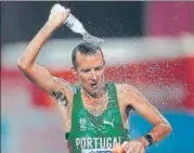  ?? REUTERS ?? Portugal's Joao Vieira became the oldest Worlds medallist among ■ men when he won silver in the men’s 50km race walk.