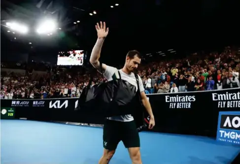  ?? ?? Murray waves goodbye to the Austra l ian Open after another marathon match (Getty)