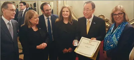  ??  ?? COMPAñíA. Estuvieron Rodríguez Giavarini, Malcorra, Quintana, Polledo, Ban Ki-moon y Rueda.